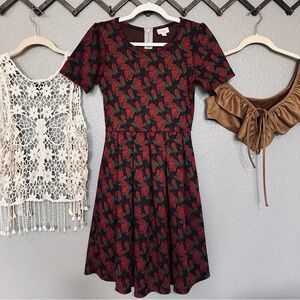 LuLaRoe Amelia Red Rose Dress - Small